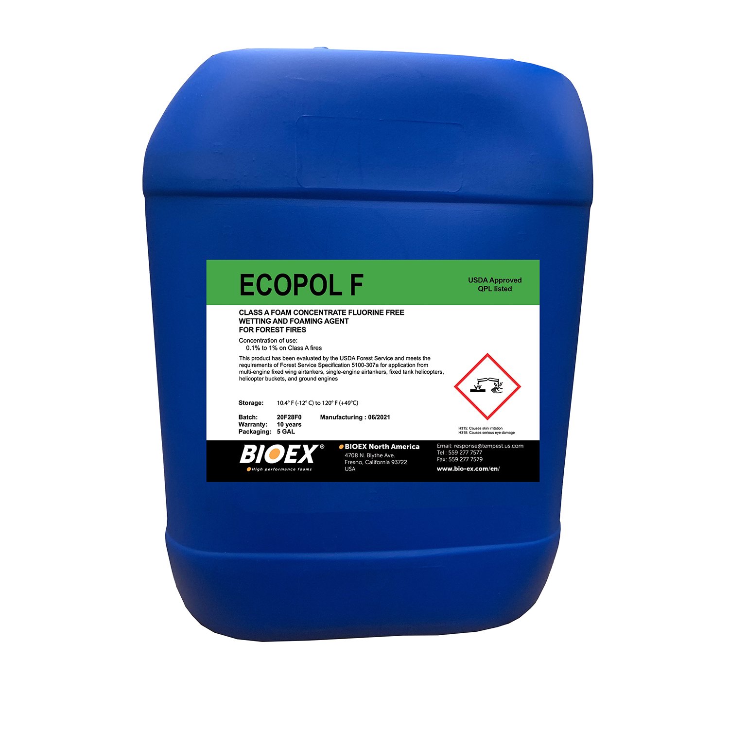 BIOEX - ECOPOL F, FLUORINE-FREE (FFF) CLASS A FOAM CONCENTRATE FOR WILDLAND FIRES