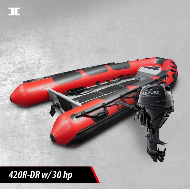 Inmar - Dive & Rescue - 420R-DR (13' 6") INMAR Dive / Rescue (Rigid Aluminum Hull) Inflatable Boat (Open RIB) + DF30ATHL Motor